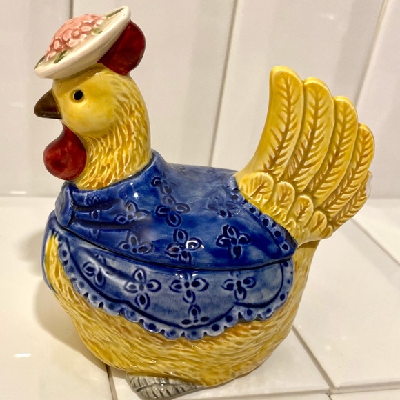 Vintage Otagiri Rooster Figurine Cookie Jar Bowl - Picture 9 of 13